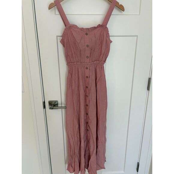 Women’s Button-Down Midi Sundress Sleeveless A-Line Beach Dress Size S NWT - Picture 1 of 8